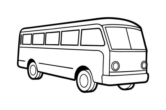 Back to School Bus Line Art